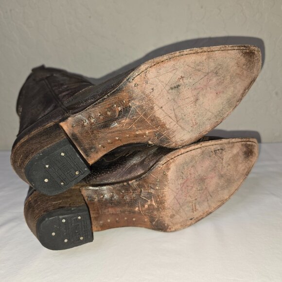 Corral Vintage Series Bronze Metallic Silver Grommet Leather Cowgirl Boots 8.5 - Picture 11 of 12